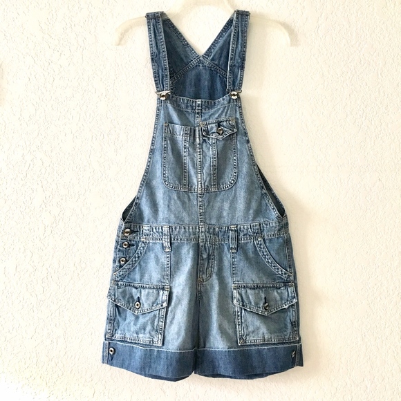 Joie Denim - Joie Stone Wash Cuffed Denim Shortalls Overalls